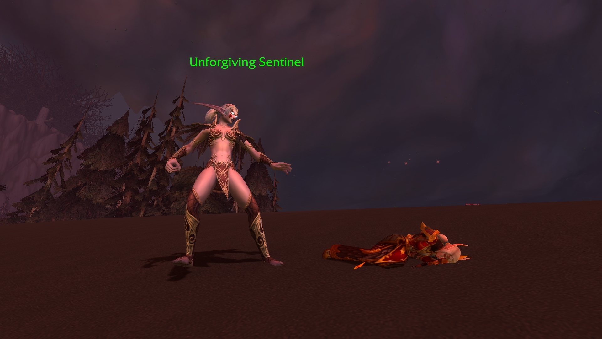 Found this Night Elf in Darkshore after the burning. wow Found this Night Elf in Darkshore after the burning. wow